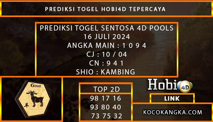 PREDIKSI TOGEL SENTOSA4D 16/JULI/2024