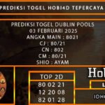 PREDIKSI TOGEL DUBLIN POOLS 03 FEBRUARY 2025