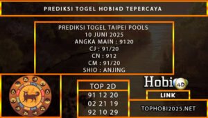 PREDIKSI TOGEL TAIPEI POOLS 10 JUNI 2025