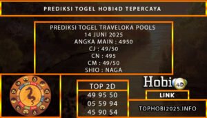 PREDIKSI TOGEL TRAVELOKA POOLS 14 JUNI 2025
