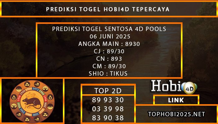 PREDIKSI TOGEL SENTOSA4D POOLS 06 JUNI 2025