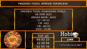 PREDIKSI TOGEL HONGKONG POOLS 08 JUNI 2025